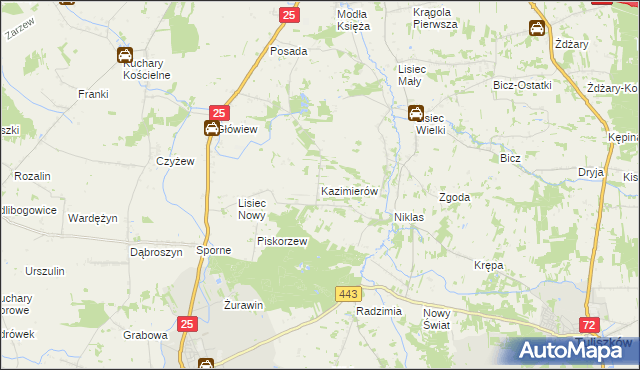 mapa Kazimierów gmina Stare Miasto, Kazimierów gmina Stare Miasto na mapie Targeo