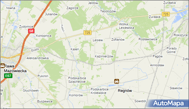 mapa Kazimierzów gmina Regnów, Kazimierzów gmina Regnów na mapie Targeo