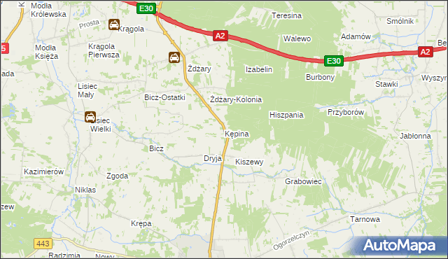 mapa Kępina gmina Tuliszków, Kępina gmina Tuliszków na mapie Targeo