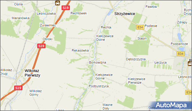 mapa Kiełczewice Maryjskie, Kiełczewice Maryjskie na mapie Targeo