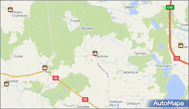 mapa Kierzków gmina Myślibórz, Kierzków gmina Myślibórz na mapie Targeo