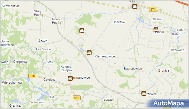 mapa Klementowice, Klementowice na mapie Targeo