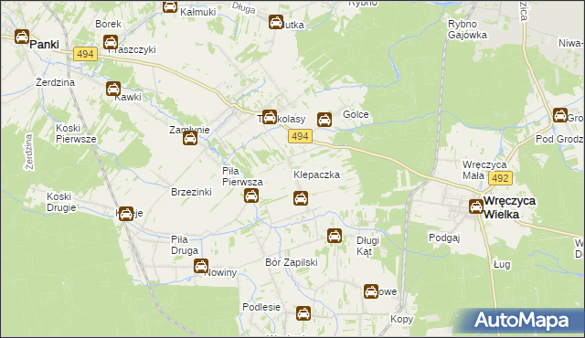 mapa Klepaczka gmina Wręczyca Wielka, Klepaczka gmina Wręczyca Wielka na mapie Targeo