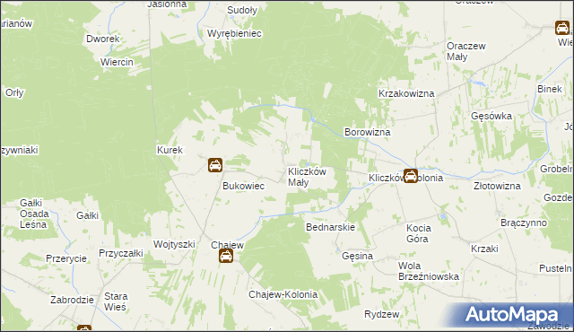 mapa Kliczków Mały, Kliczków Mały na mapie Targeo