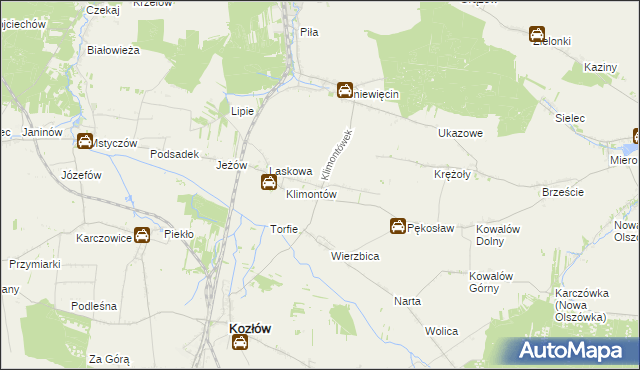 mapa Klimontówek, Klimontówek na mapie Targeo