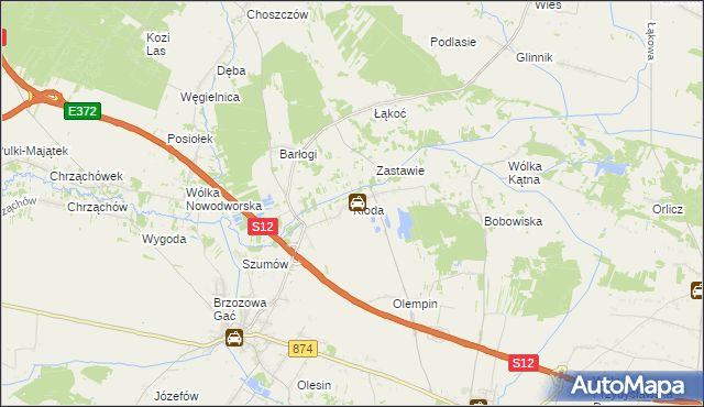 mapa Kłoda gmina Kurów, Kłoda gmina Kurów na mapie Targeo