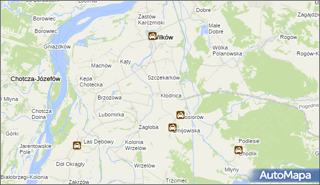 mapa Kłodnica gmina Wilków, Kłodnica gmina Wilków na mapie Targeo