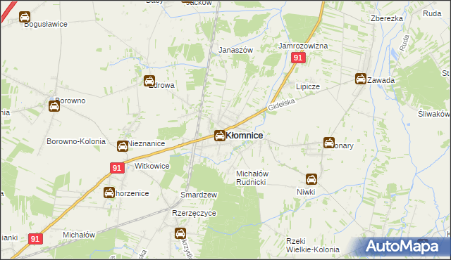 mapa Kłomnice, Kłomnice na mapie Targeo