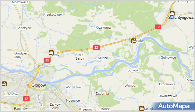 mapa Klucze gmina Głogów, Klucze gmina Głogów na mapie Targeo