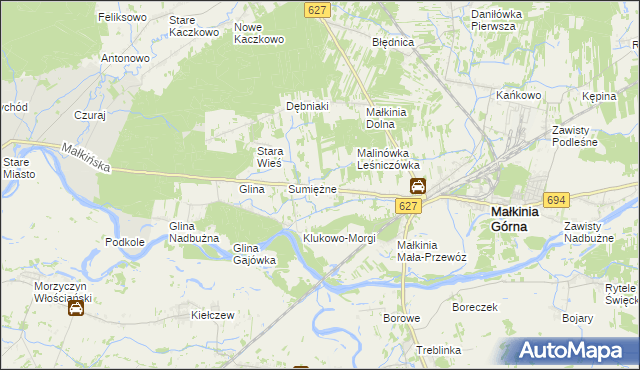 mapa Klukowo gmina Małkinia Górna, Klukowo gmina Małkinia Górna na mapie Targeo