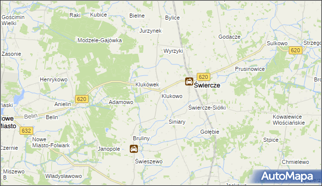 mapa Klukowo gmina Świercze, Klukowo gmina Świercze na mapie Targeo