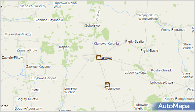 mapa Klukowo powiat wysokomazowiecki, Klukowo powiat wysokomazowiecki na mapie Targeo