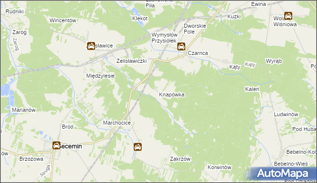 mapa Knapówka gmina Włoszczowa, Knapówka gmina Włoszczowa na mapie Targeo