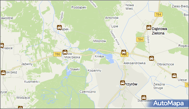 mapa Knieja gmina Przyrów, Knieja gmina Przyrów na mapie Targeo