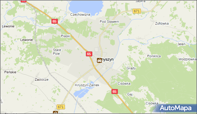mapa Knyszyn powiat moniecki, Knyszyn powiat moniecki na mapie Targeo