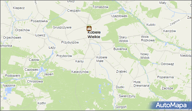 mapa Kobiele Małe, Kobiele Małe na mapie Targeo