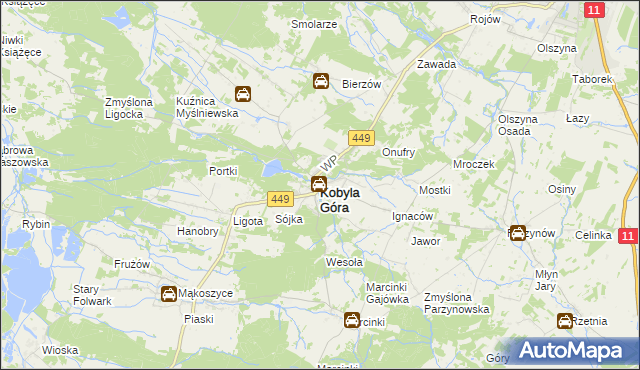 mapa Kobyla Góra powiat ostrzeszowski, Kobyla Góra powiat ostrzeszowski na mapie Targeo