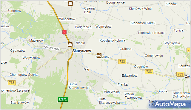 mapa Kobylany gmina Skaryszew, Kobylany gmina Skaryszew na mapie Targeo