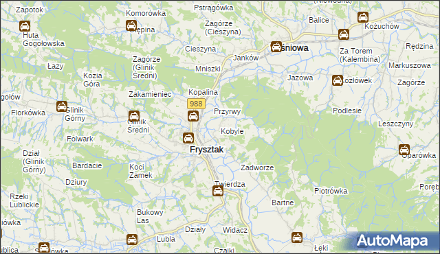 mapa Kobyle gmina Frysztak, Kobyle gmina Frysztak na mapie Targeo