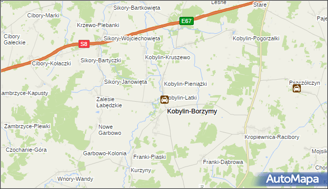 mapa Kobylin-Latki, Kobylin-Latki na mapie Targeo