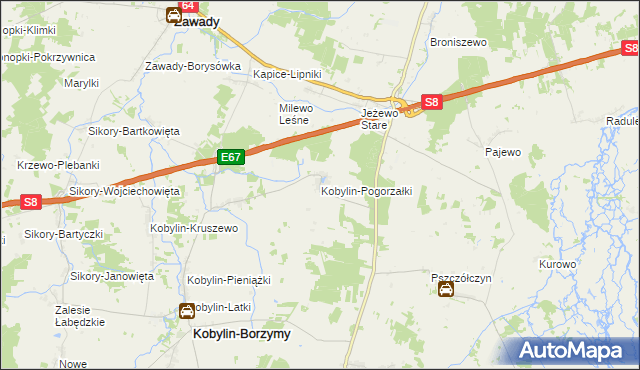 mapa Kobylin-Pogorzałki, Kobylin-Pogorzałki na mapie Targeo