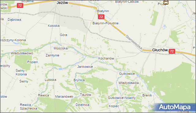 mapa Kochanów gmina Głuchów, Kochanów gmina Głuchów na mapie Targeo