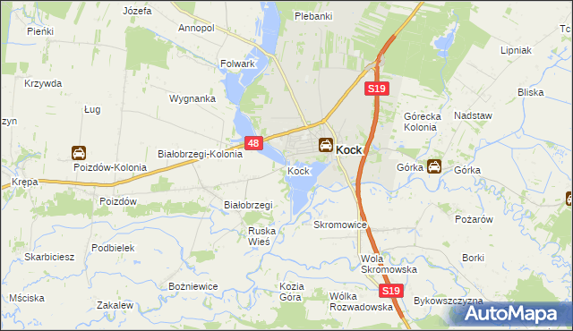 mapa Kock powiat lubartowski, Kock powiat lubartowski na mapie Targeo