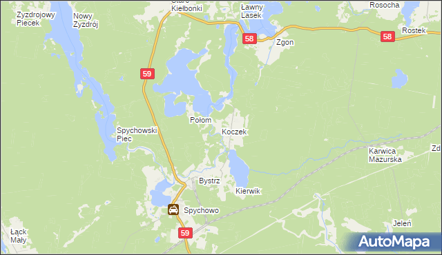 mapa Koczek, Koczek na mapie Targeo