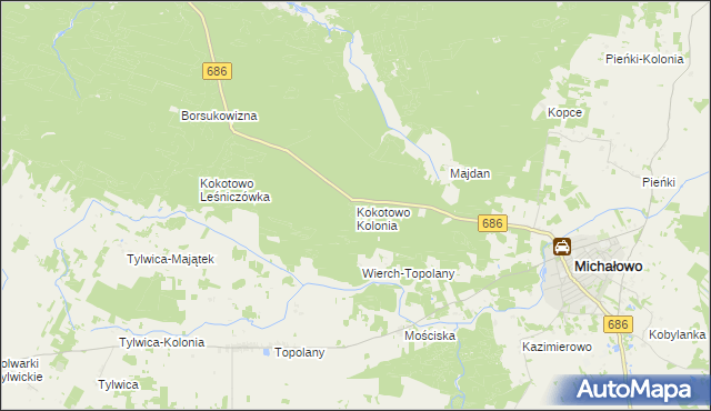 mapa Kokotowo Kolonia, Kokotowo Kolonia na mapie Targeo