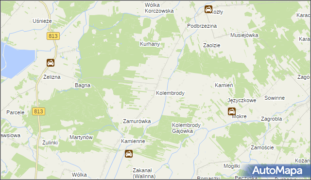 mapa Kolembrody, Kolembrody na mapie Targeo