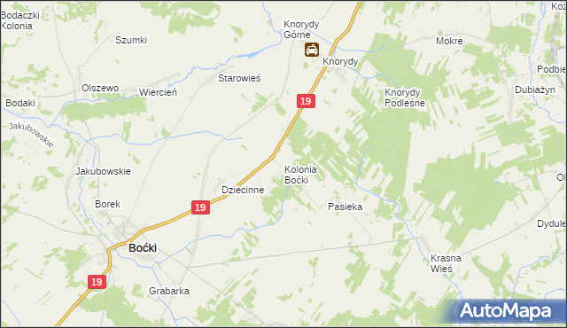 mapa Kolonia Boćki, Kolonia Boćki na mapie Targeo