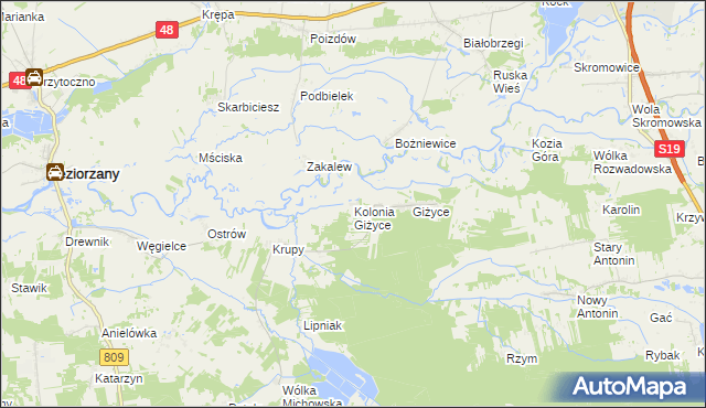 mapa Kolonia Giżyce, Kolonia Giżyce na mapie Targeo