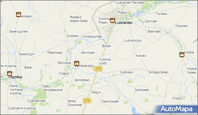 mapa Kolonia Łódź, Kolonia Łódź na mapie Targeo