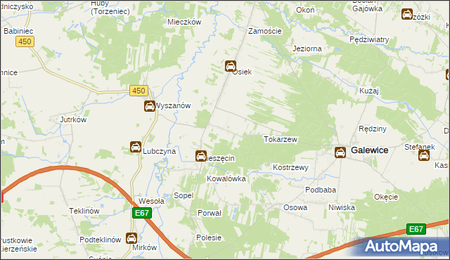 mapa Kolonia Osiek gmina Galewice, Kolonia Osiek gmina Galewice na mapie Targeo