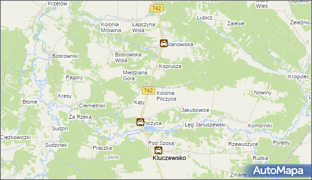 mapa Kolonia Pilczyca, Kolonia Pilczyca na mapie Targeo