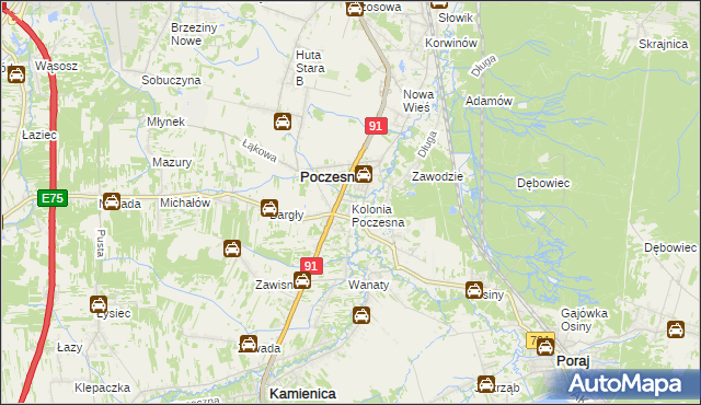 mapa Kolonia Poczesna, Kolonia Poczesna na mapie Targeo