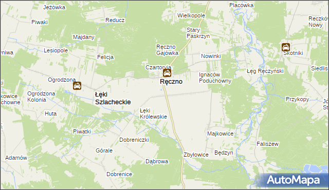 mapa Kolonia Ręczno, Kolonia Ręczno na mapie Targeo