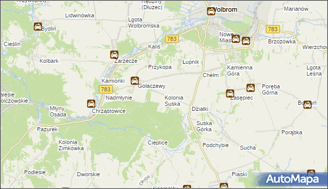 mapa Kolonia Suska, Kolonia Suska na mapie Targeo