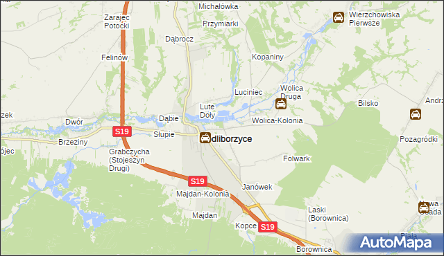 mapa Kolonia Zamek, Kolonia Zamek na mapie Targeo