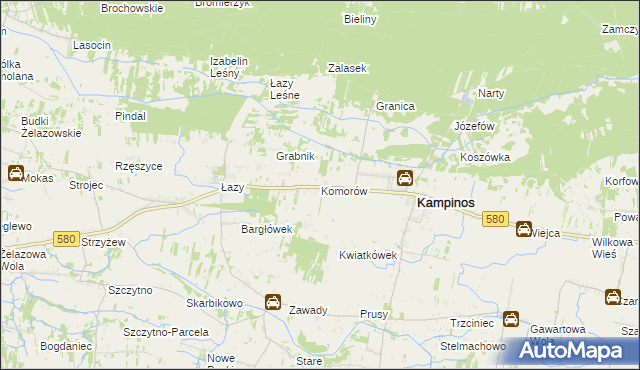 mapa Komorów gmina Kampinos, Komorów gmina Kampinos na mapie Targeo