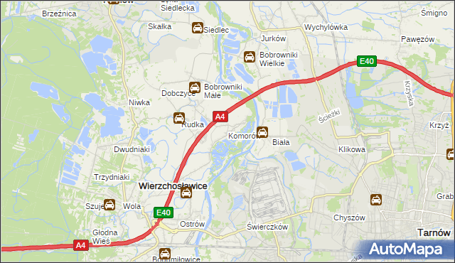 mapa Komorów gmina Wierzchosławice, Komorów gmina Wierzchosławice na mapie Targeo