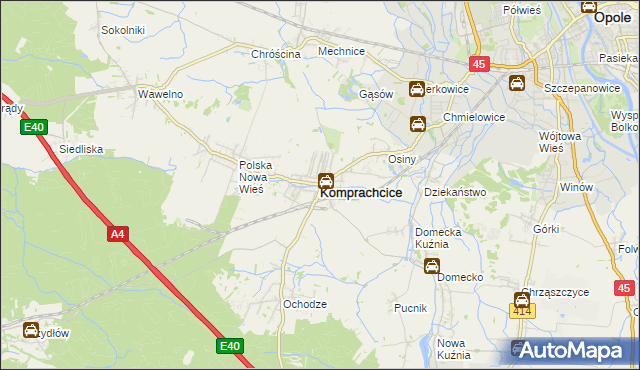 mapa Komprachcice, Komprachcice na mapie Targeo