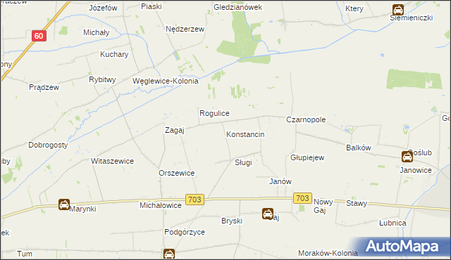 mapa Konstancin gmina Góra Świętej Małgorzaty, Konstancin gmina Góra Świętej Małgorzaty na mapie Targeo