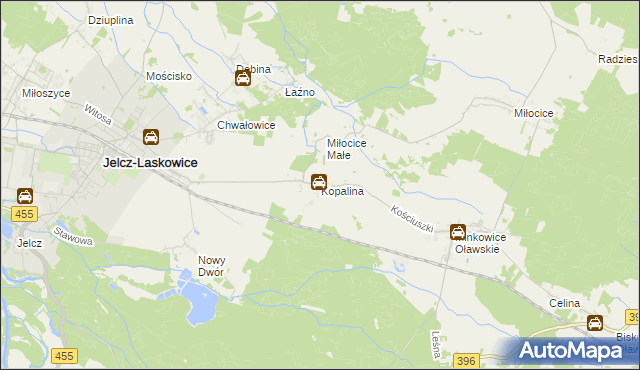 mapa Kopalina gmina Jelcz-Laskowice, Kopalina gmina Jelcz-Laskowice na mapie Targeo