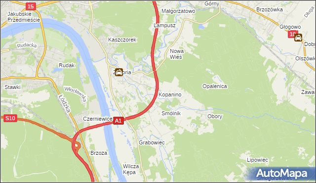 mapa Kopanino gmina Lubicz, Kopanino gmina Lubicz na mapie Targeo