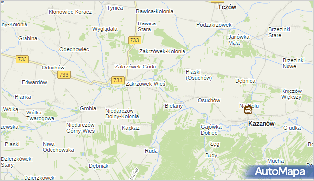 mapa Kopiec gmina Kazanów, Kopiec gmina Kazanów na mapie Targeo