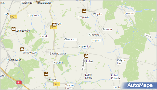 mapa Kopienica, Kopienica na mapie Targeo