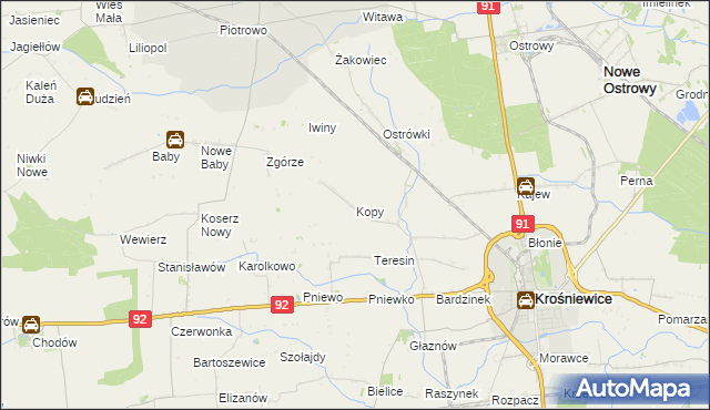 mapa Kopy gmina Krośniewice, Kopy gmina Krośniewice na mapie Targeo