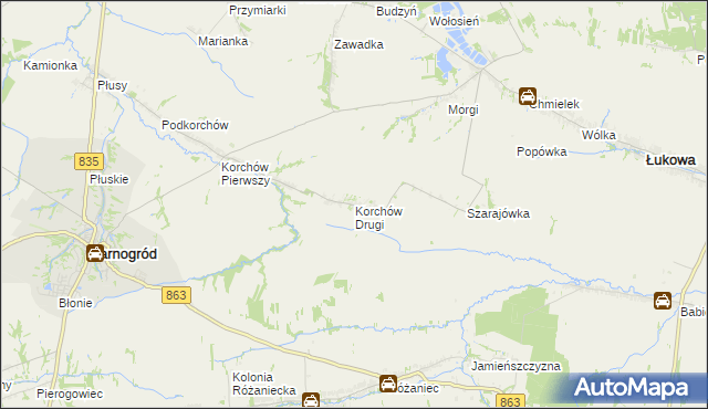 mapa Korchów Drugi, Korchów Drugi na mapie Targeo