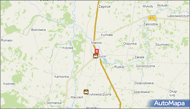 mapa Korycin, Korycin na mapie Targeo